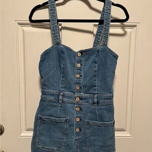 Denim Button-Front Romper